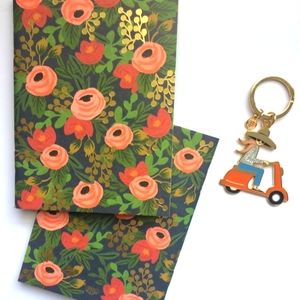 RIFLE PAPER CO Keychain & 2 Pocket Notebook Bundle